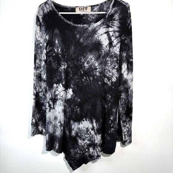 Black Gray Tie Dye Asymmetrical Indie Sleaze Dark Grunge Goth Fairygoth Witch - Picture 9 of 14